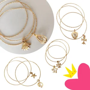 12 Pulseras Doradas Con Dije $5.85 c/u
