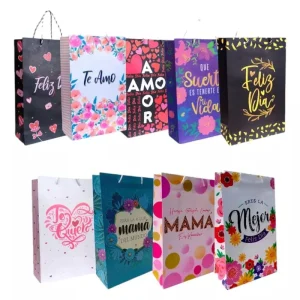 PACK 12 Bolsa Regalo Papel Con Asa Tamaño 25,5x16x7,5 Cms