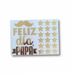 Stickers Calcomanias Feliz Dia Papa Bigotes (14×19 Cms) – Dorado